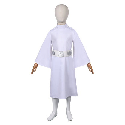 Free Shipping For_rincess Leia Kids Children White Dress Set Party Carnival Halloween Cosplay Costume