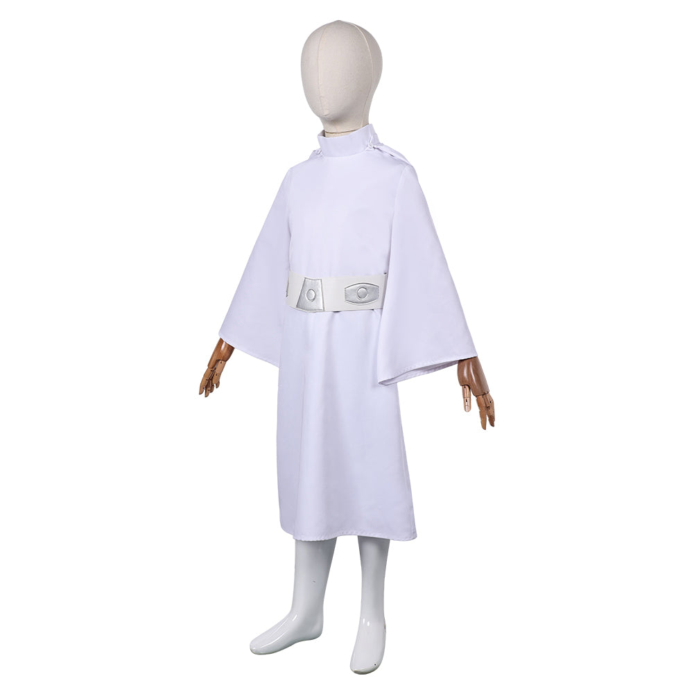 Free Shipping For_rincess Leia Kids Children White Dress Set Party Carnival Halloween Cosplay Costume