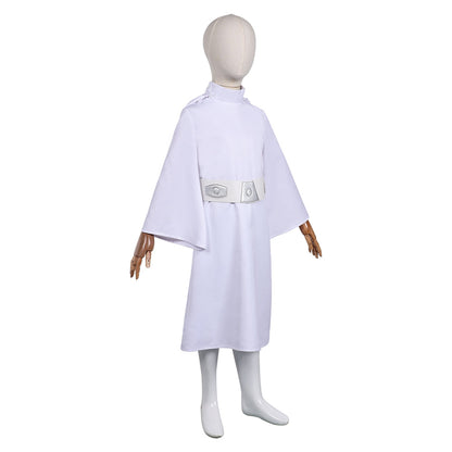 Free Shipping For_rincess Leia Kids Children White Dress Set Party Carnival Halloween Cosplay Costume