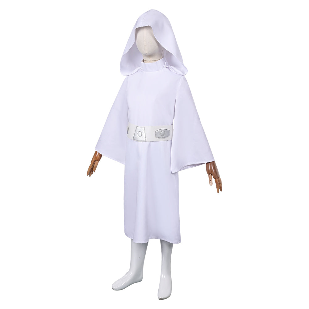 Free Shipping For_rincess Leia Kids Children White Dress Set Party Carnival Halloween Cosplay Costume