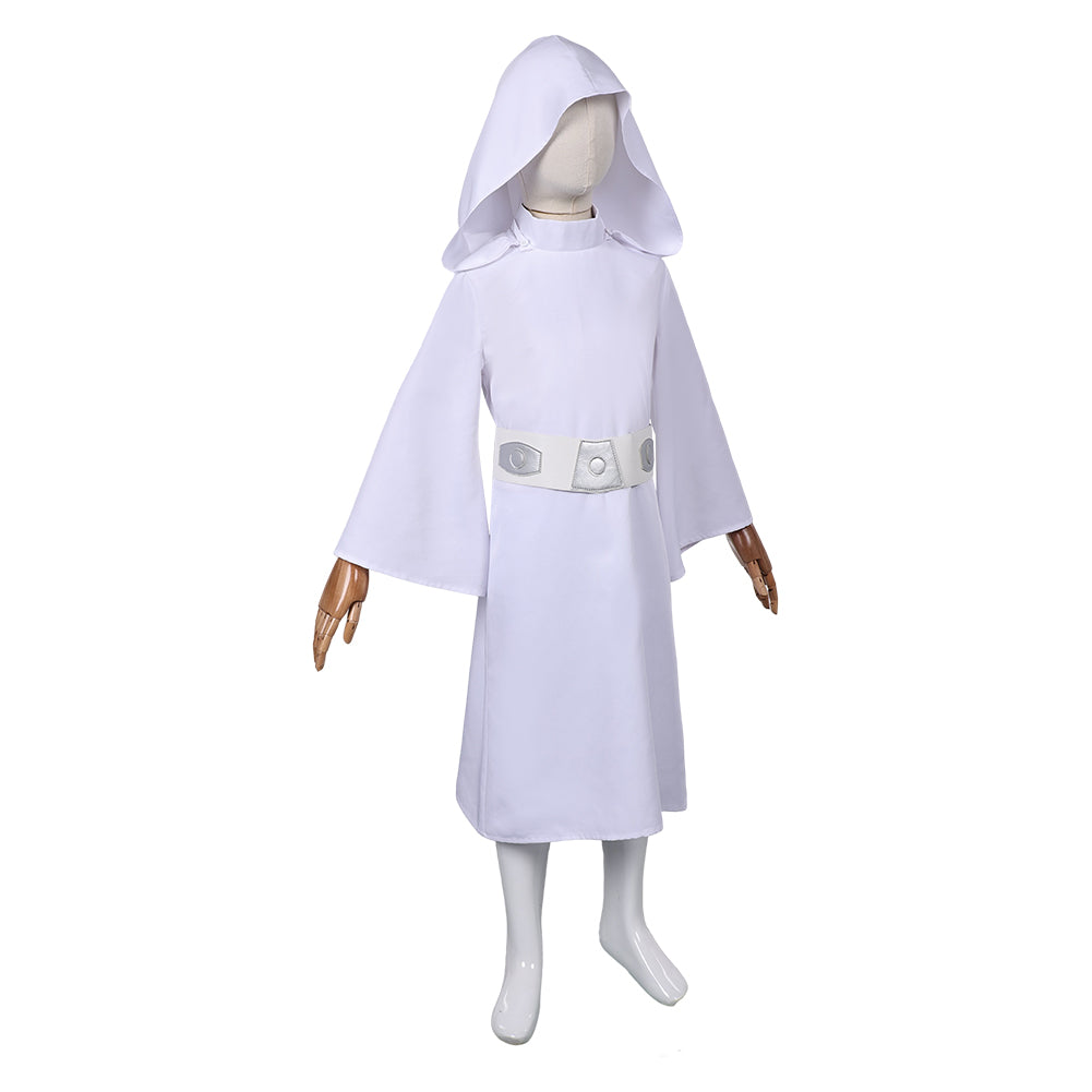 Free Shipping For_rincess Leia Kids Children White Dress Set Party Carnival Halloween Cosplay Costume