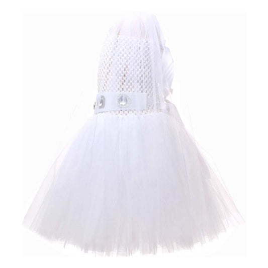 Free Shipping For_rincess Leia Kids Children White Tutu Dress Party Carnival Halloween Cosplay Costume