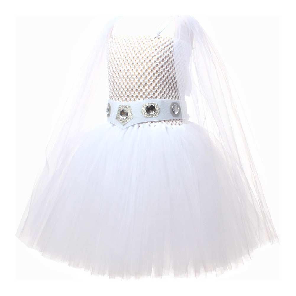 Free Shipping For_rincess Leia Kids Children White Tutu Dress Party Carnival Halloween Cosplay Costume