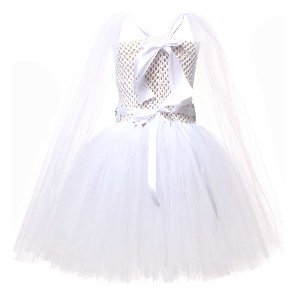 Free Shipping For_rincess Leia Kids Children White Tutu Dress Party Carnival Halloween Cosplay Costume