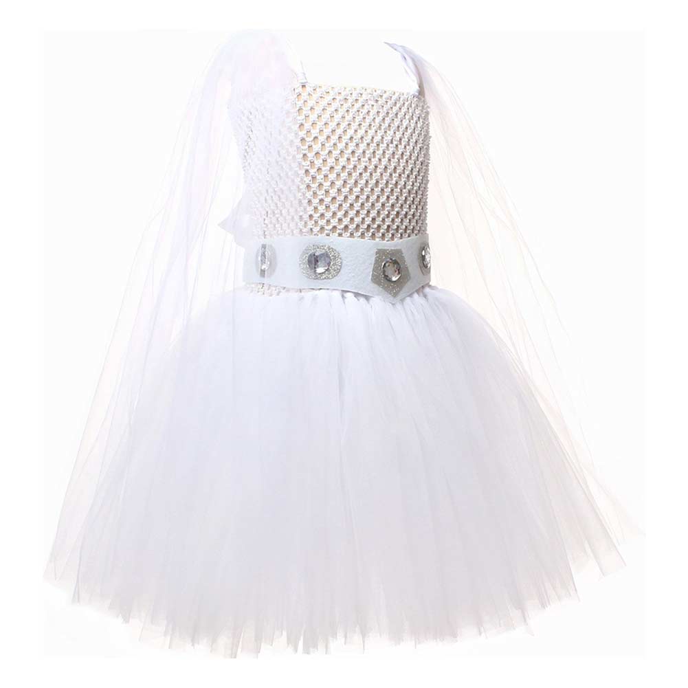 Free Shipping For_rincess Leia Kids Children White Tutu Dress Party Carnival Halloween Cosplay Costume