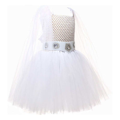 Free Shipping For_rincess Leia Kids Children White Tutu Dress Party Carnival Halloween Cosplay Costume