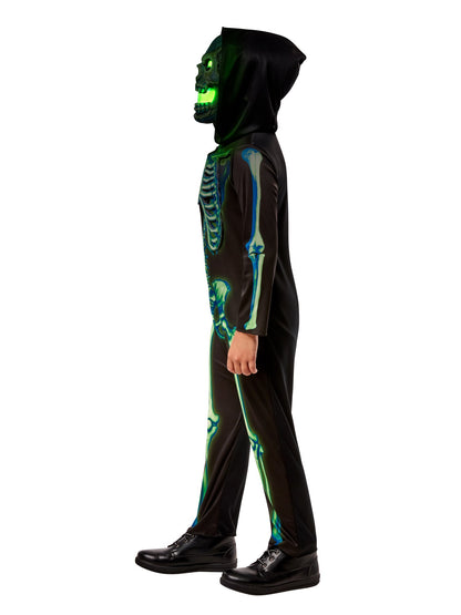 Free Shipping For Boys' Neon Skeleton Costume with Light Up Mask