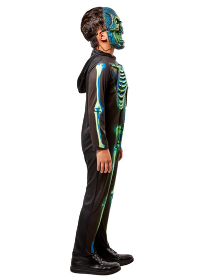 Free Shipping For Boys' Neon Skeleton Costume with Light Up Mask