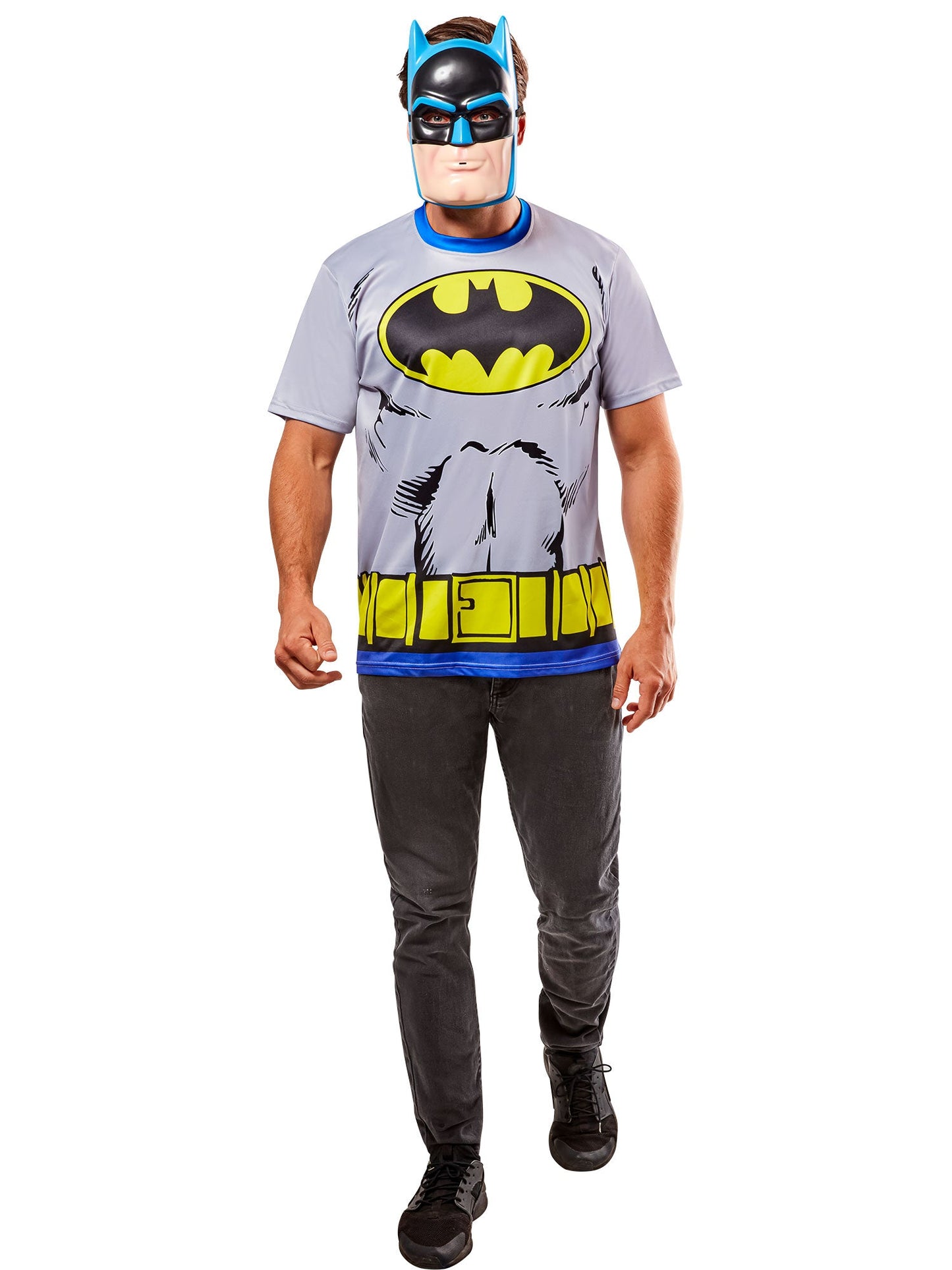 Free Shipping For Men's DC Comics Ben Cooper Batman T-Shirt and Half Mask