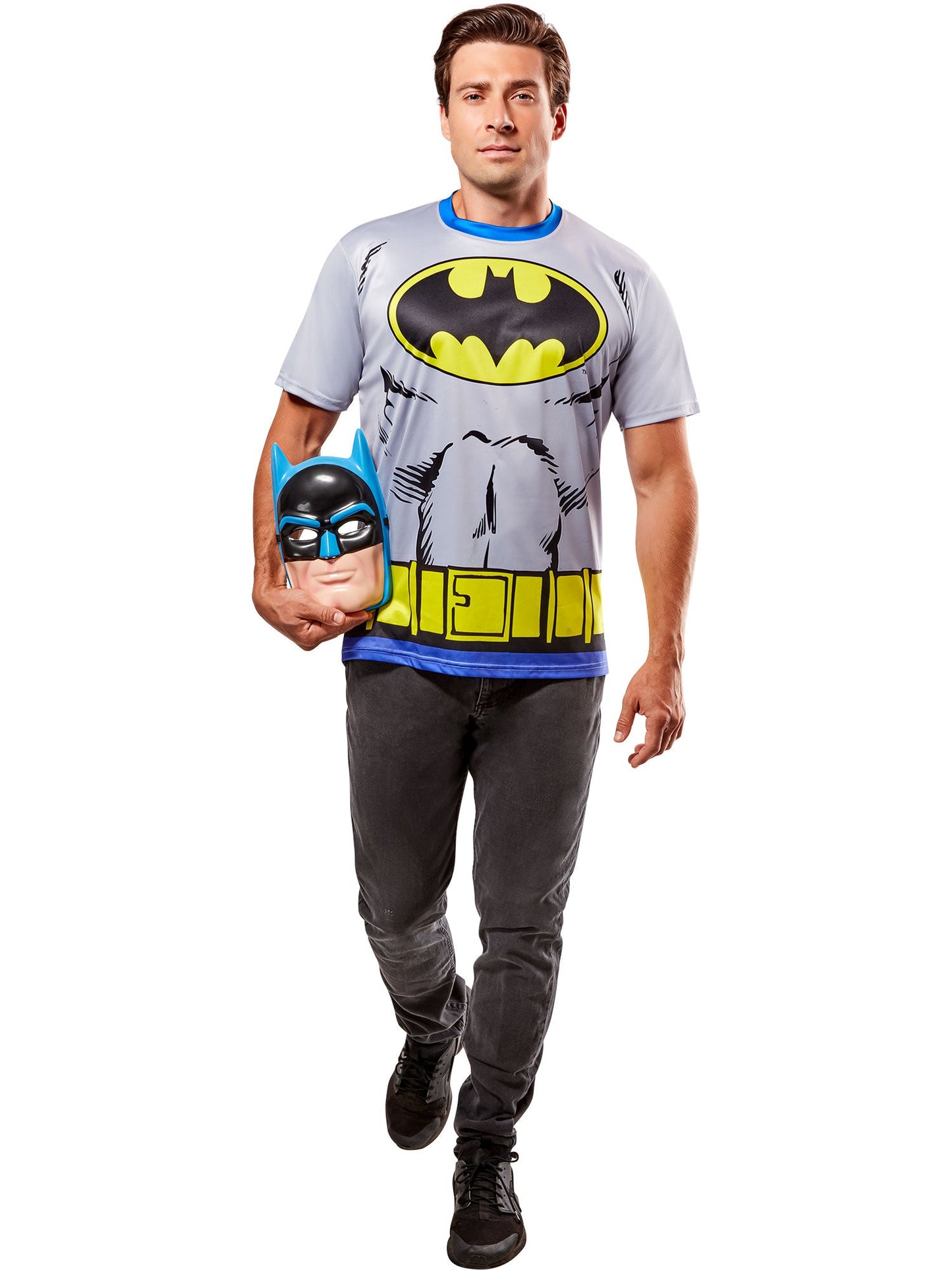 Free Shipping For Men's DC Comics Ben Cooper Batman T-Shirt and Half Mask