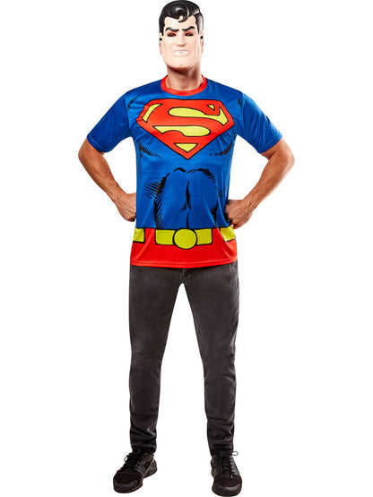 Free Shipping For Men's DC Comics Ben Cooper Superman T-Shirt and Half Mask