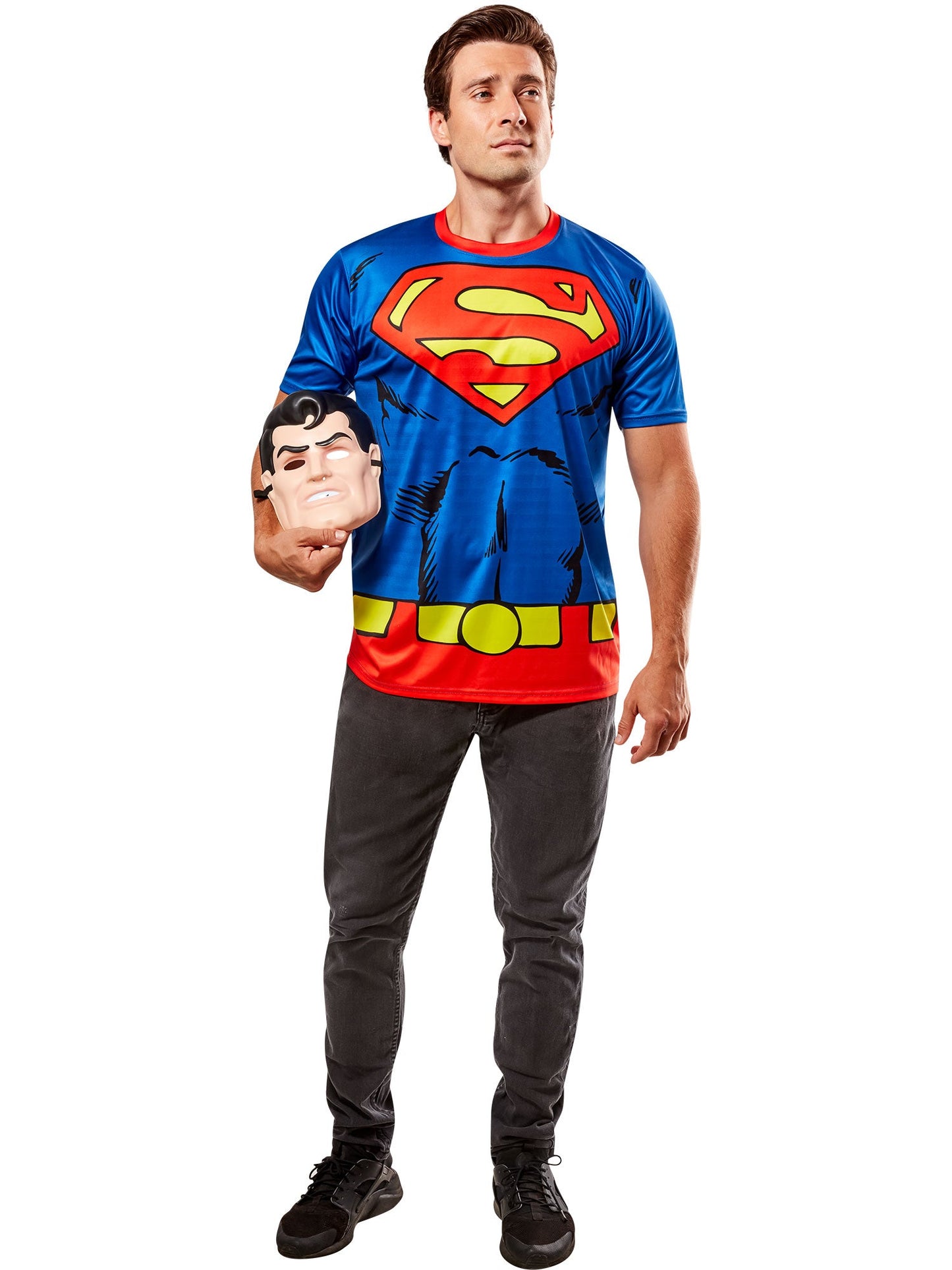 Free Shipping For Men's DC Comics Ben Cooper Superman T-Shirt and Half Mask