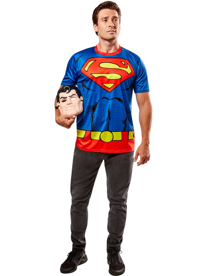 Free Shipping For Men's DC Comics Ben Cooper Superman T-Shirt and Half Mask