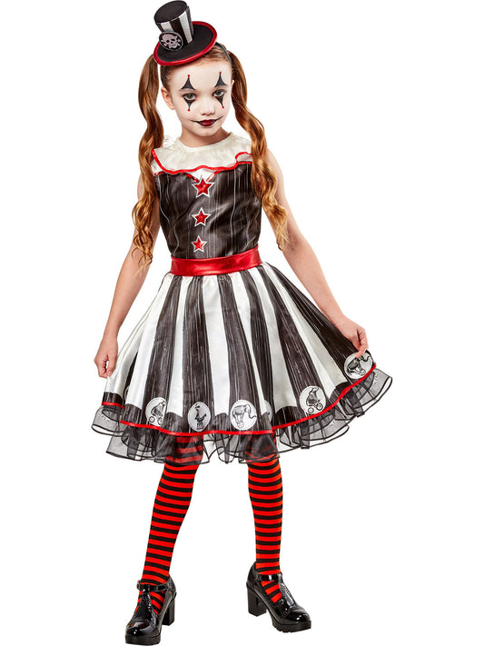 Free Shipping For Girls' Vintage Silly Stripe Circus Clown Costume