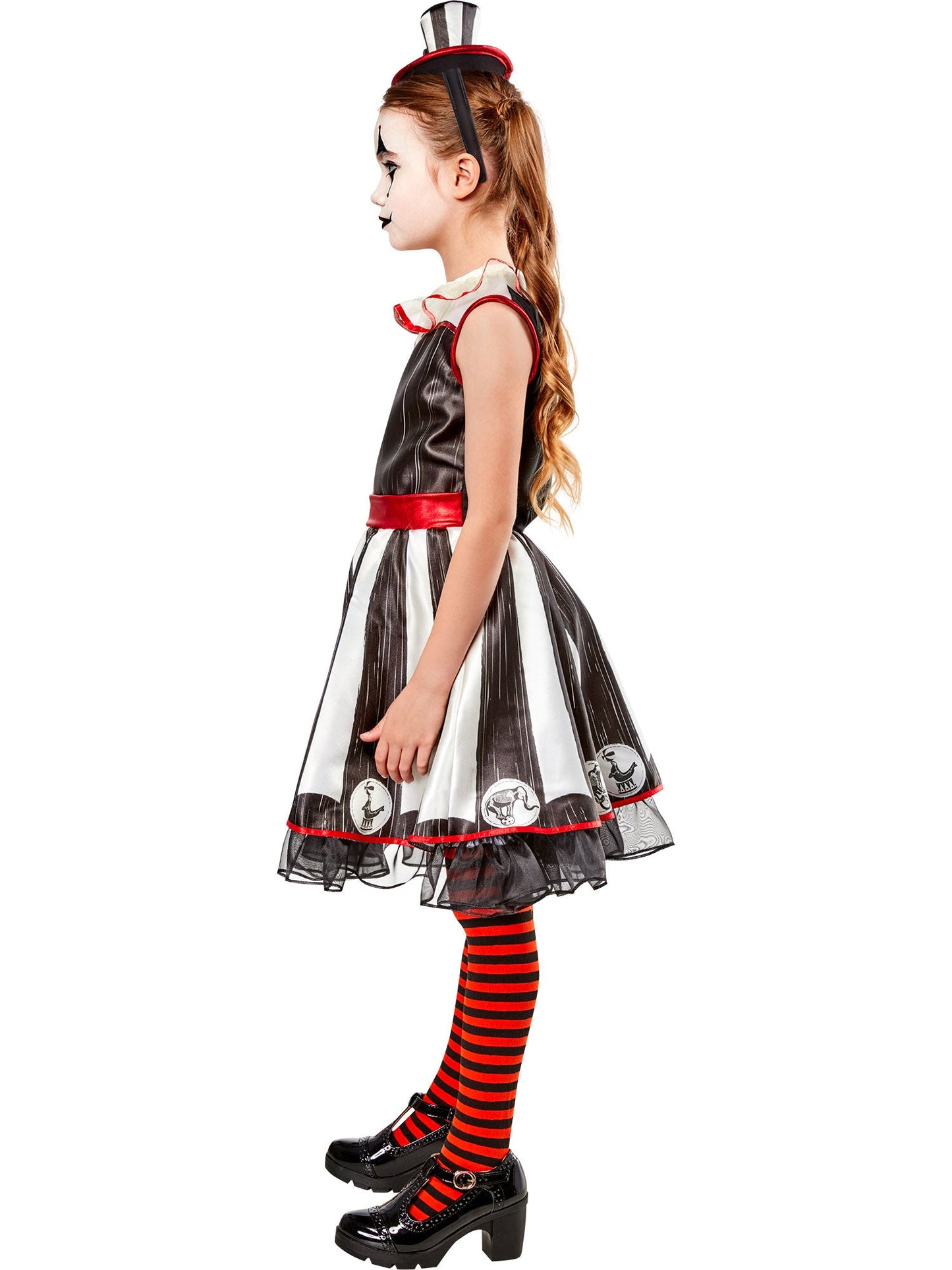 Free Shipping For Girls' Vintage Silly Stripe Circus Clown Costume