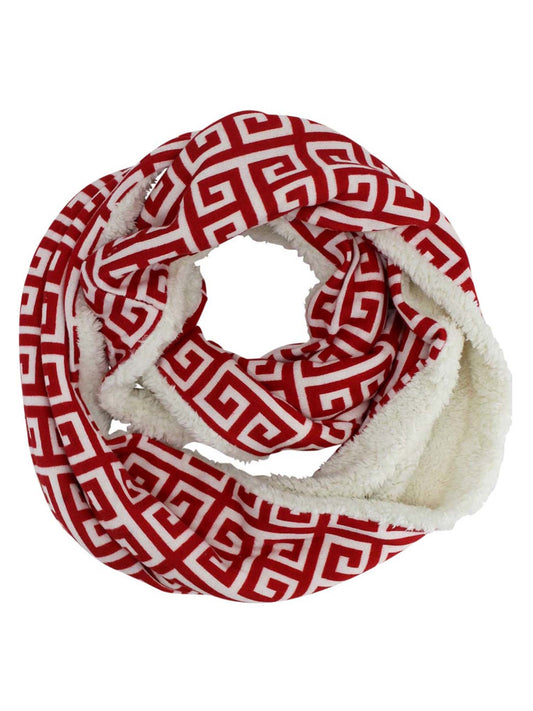 Sherpa Lined Greek Key Winter Infinity Scarf