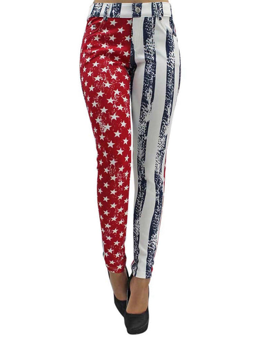 Red White & Blue Vintage Flag Print Jeggings Size Small/Medium