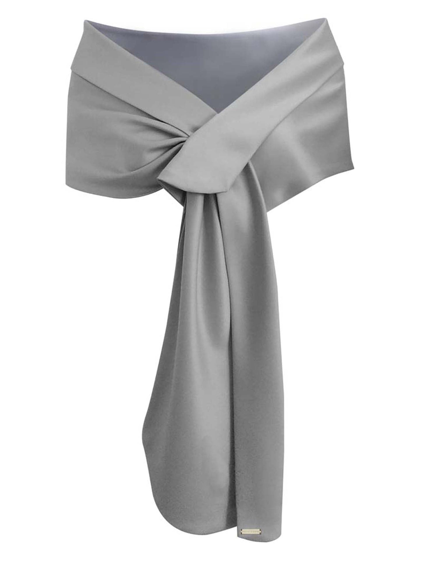 Luxury Divas Silver Satin Evening Shawl Wrap