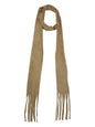 Beige Soft Faux Suede Skinny Scarf With Fringe