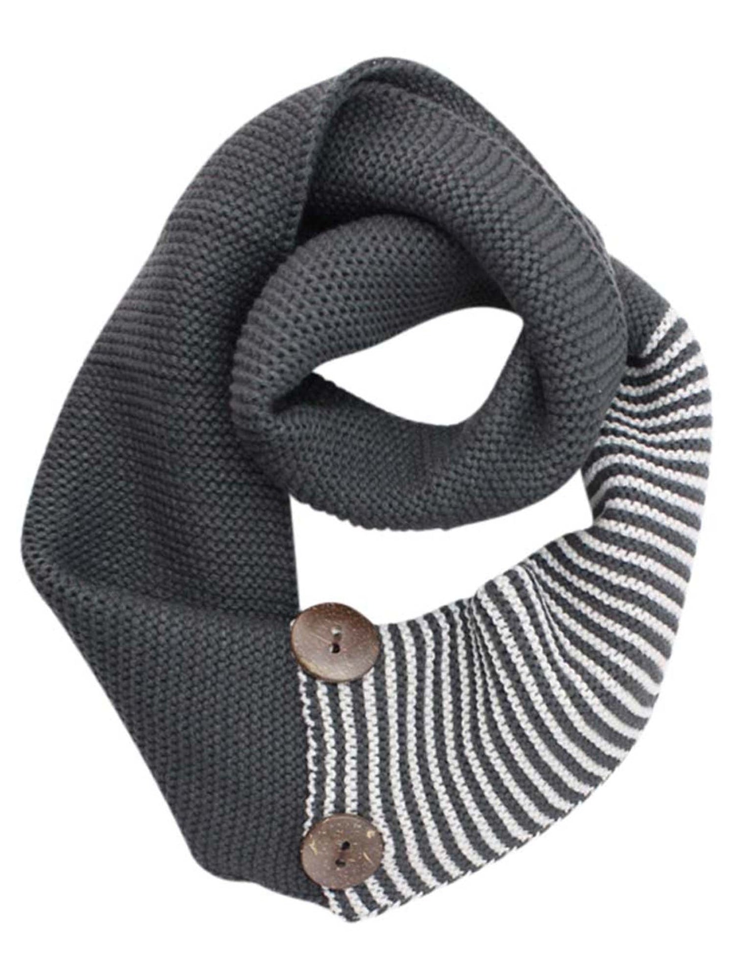 Stripe & Solid Knit Infinity Collar Scarf