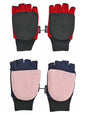 Red Black & Blue Pink 2-Pack Mens Fingerless Gloves With Mitten Cover