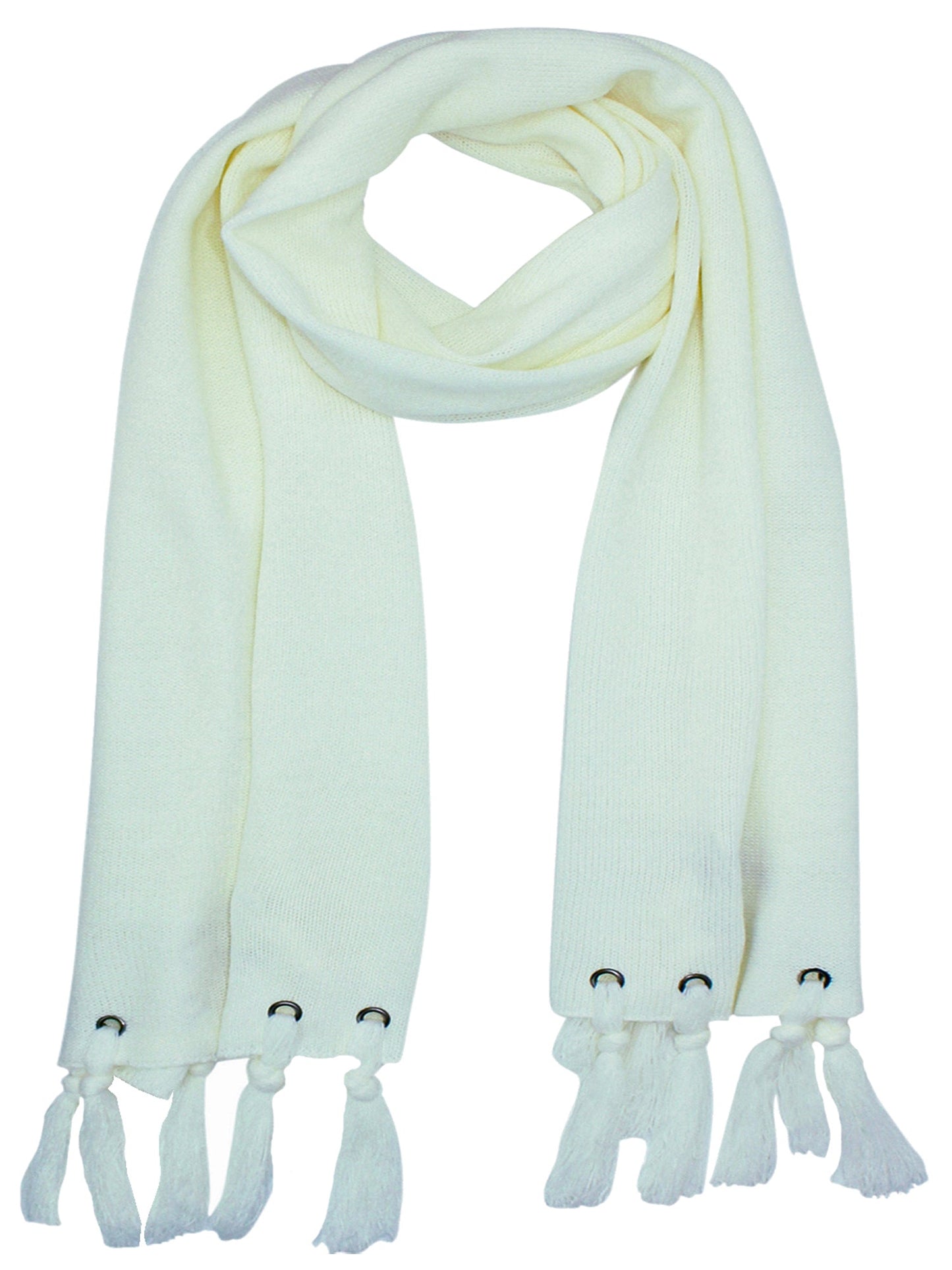 Unisex Winter Scarf With Grommets & Tassels