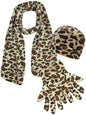 Jaguar Animal Print Fleece 3-Piece Hat Scarf & Glove Matching Set