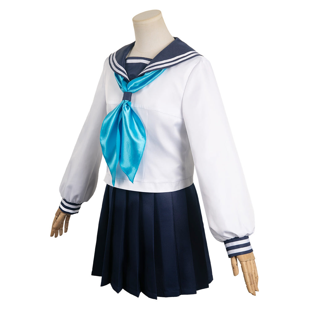 Free Shipping For_y Deer Friend Nokotan Anime Noko Shikanoko Women Blue Uniform Dress Cosplay Costume