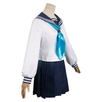 Free Shipping For_y Deer Friend Nokotan Anime Noko Shikanoko Women Blue Uniform Dress Cosplay Costume