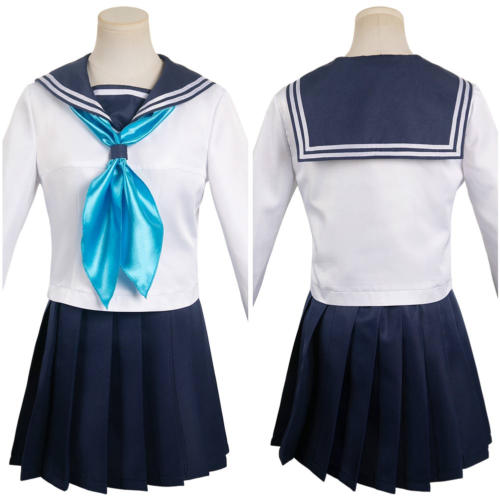 Free Shipping For_y Deer Friend Nokotan Anime Noko Shikanoko Women Blue Uniform Dress Cosplay Costume