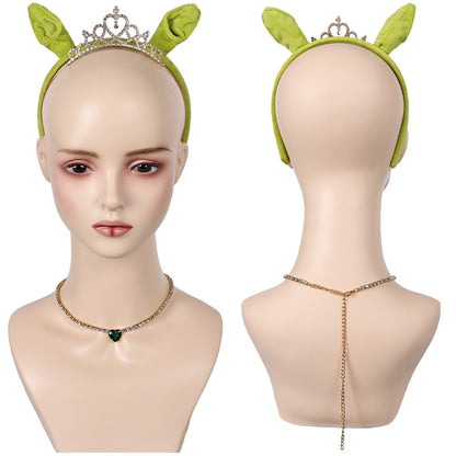 Free Shipping For_hrek Movie Fiona Cosplay Headband Necklace Set Halloween Carnival Costume Accessories