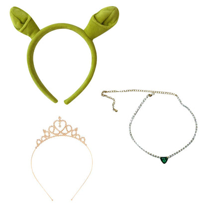 Free Shipping For_hrek Movie Fiona Cosplay Headband Necklace Set Halloween Carnival Costume Accessories