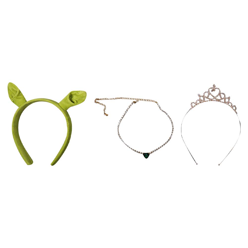 Free Shipping For_hrek Movie Fiona Cosplay Headband Necklace Set Halloween Carnival Costume Accessories