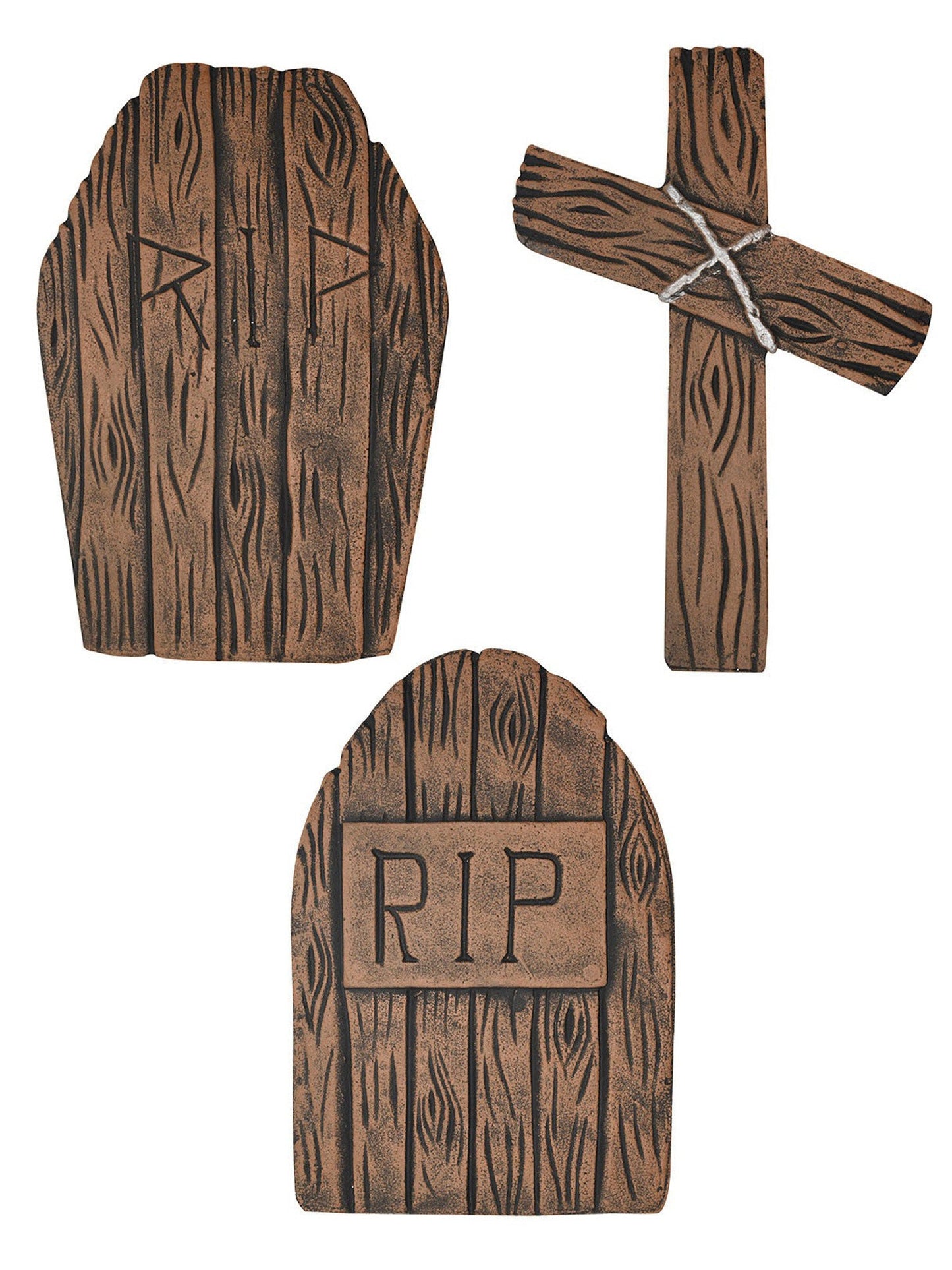 Free Shipping For Faux Wood R.I.P Tombstone Graveyard Prop Set