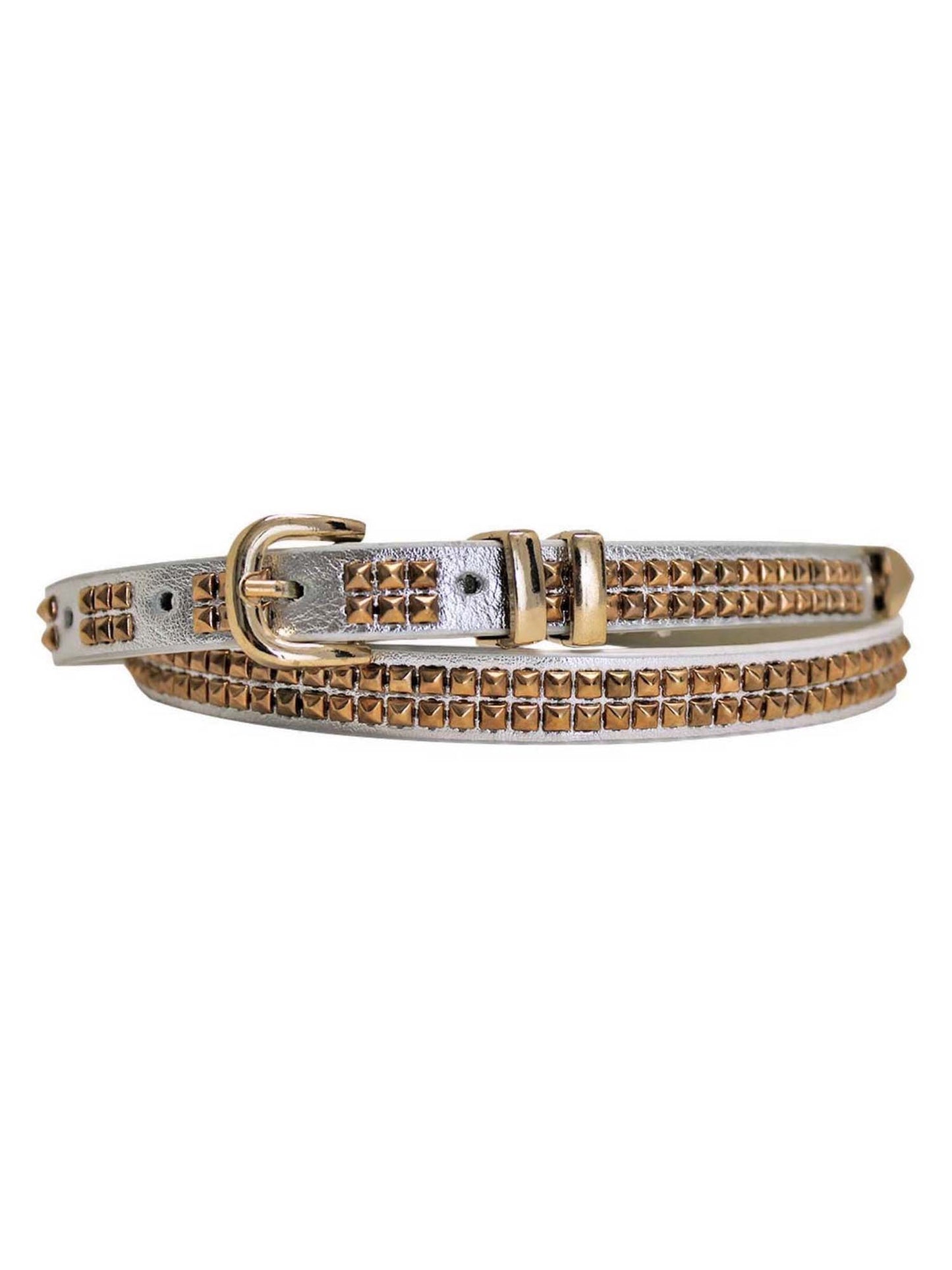 Double Row Gold Studded Skinny Belt