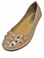 Suede Style Ballet Flats With Silver Studded Toe