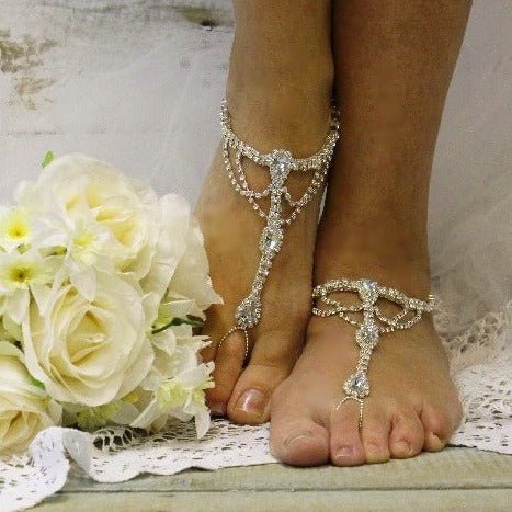 BRIDE  wedding  barefoot sandals - silver