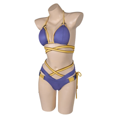 Free Shipping For_tellar Blade Game Eve Women Purple Bikini Set Swimsuit Party Carnival Halloween Cosplay Costume