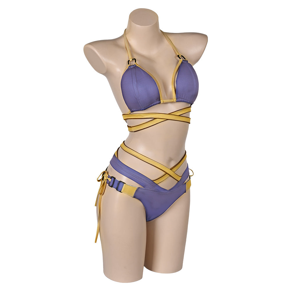 Free Shipping For_tellar Blade Game Eve Women Purple Bikini Set Swimsuit Party Carnival Halloween Cosplay Costume