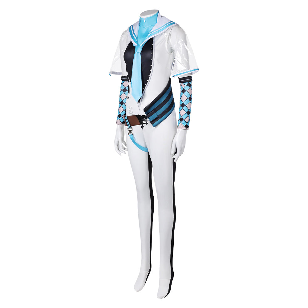 Free Shipping For_tellar Blade Game Eve Women White Blue Combat Suit Party Carnival Halloween Cosplay Costume