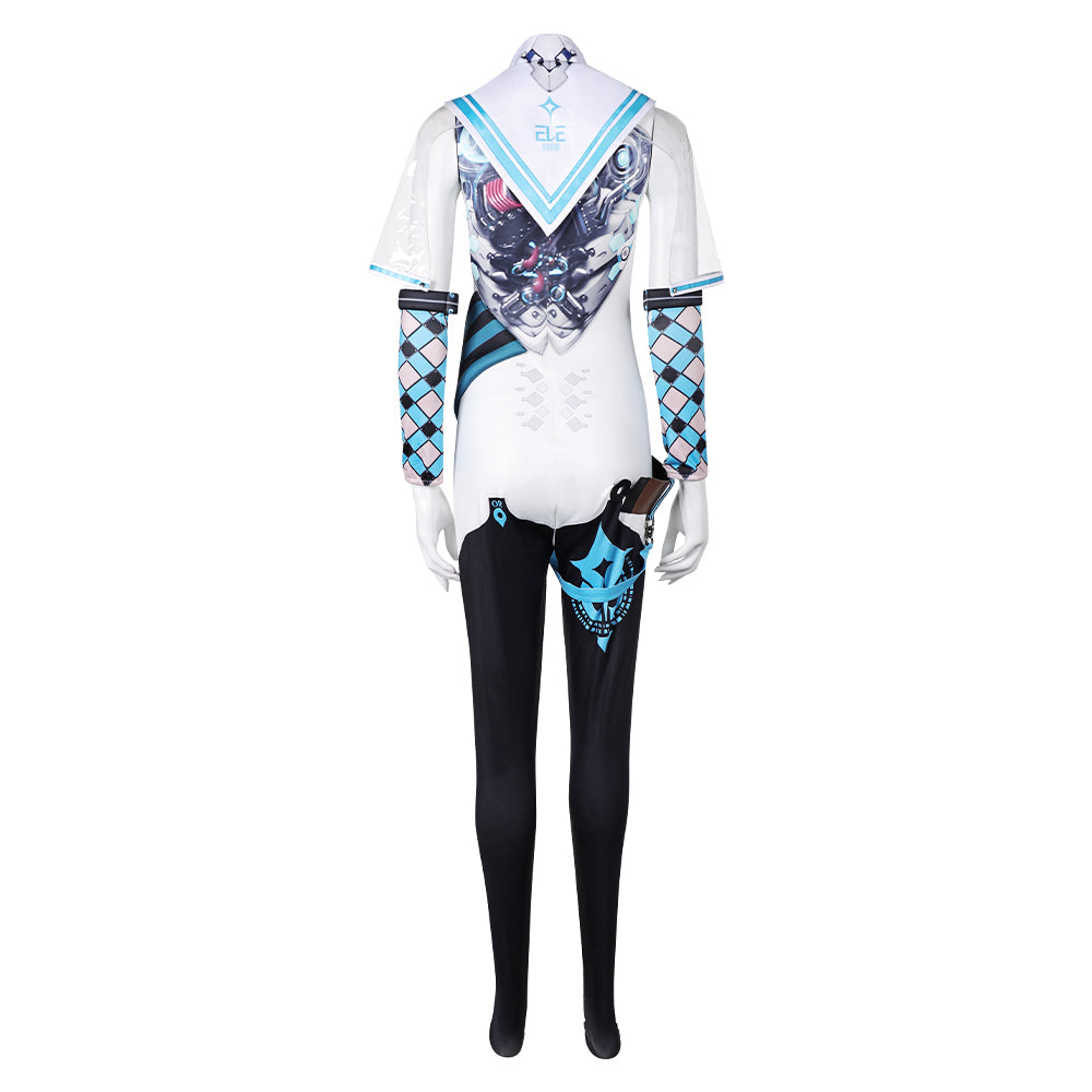 Free Shipping For_tellar Blade Game Eve Women White Blue Combat Suit Party Carnival Halloween Cosplay Costume