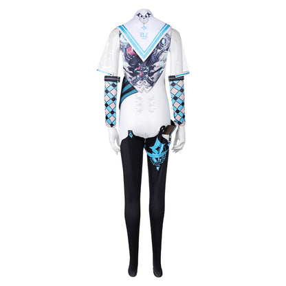 Free Shipping For_tellar Blade Game Eve Women White Blue Combat Suit Party Carnival Halloween Cosplay Costume