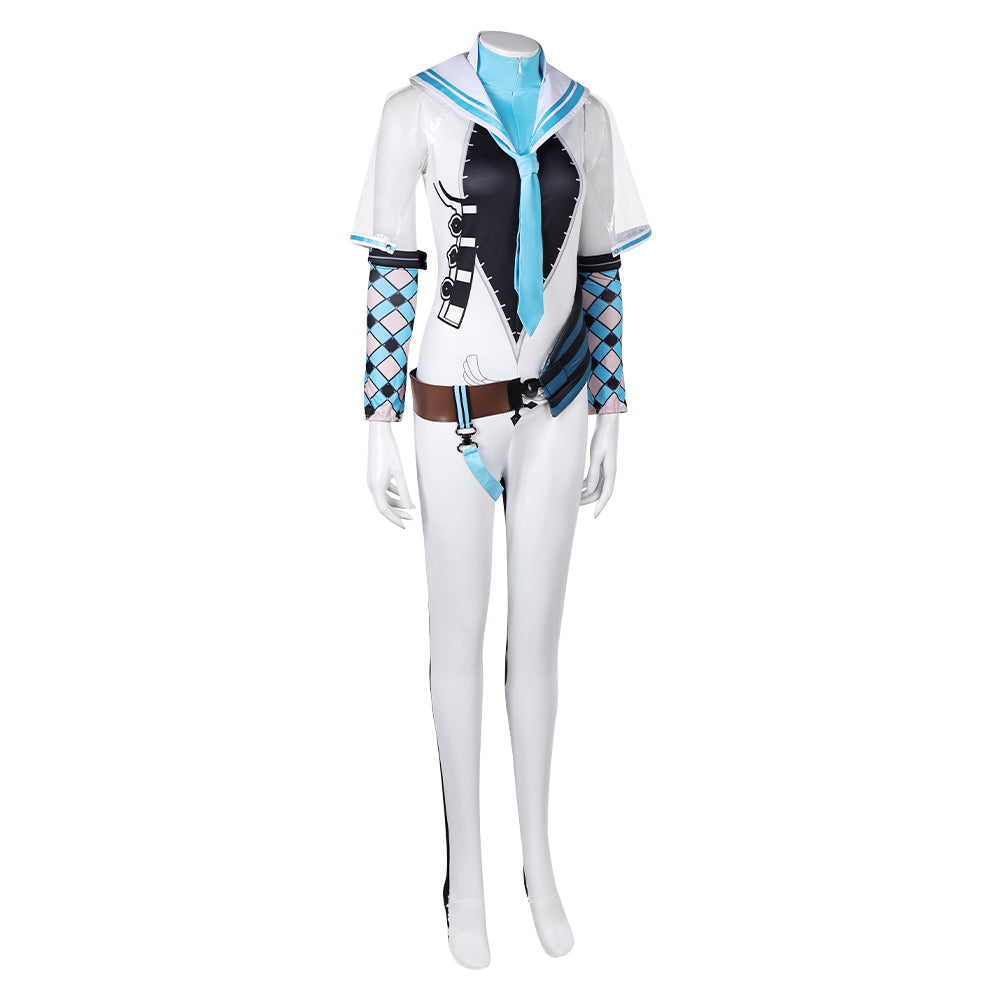 Free Shipping For_tellar Blade Game Eve Women White Blue Combat Suit Party Carnival Halloween Cosplay Costume