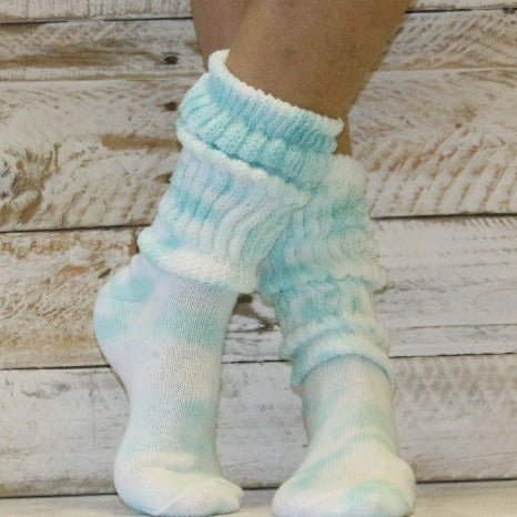 ULTIMATE  cotton  slouch socks women  - Tie dyed  aqua