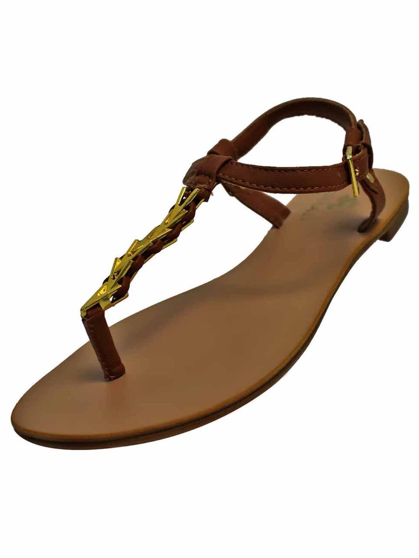 Womens Thong Sandal With Gold Braid Strap