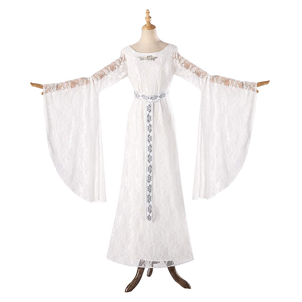 Free Shipping For_he Lord of the Rings Movie Galadriel Women White Dress Party Carnival Halloween Cosplay Costume