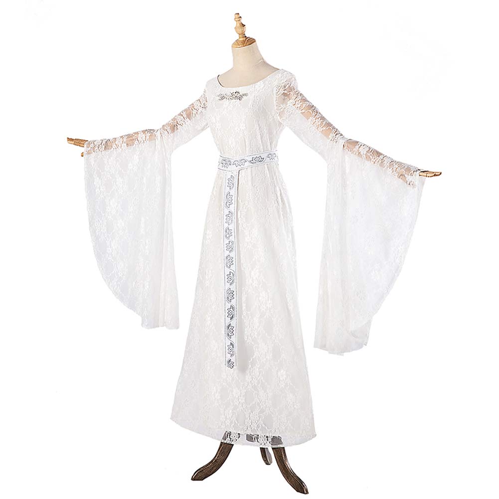 Free Shipping For_he Lord of the Rings Movie Galadriel Women White Dress Party Carnival Halloween Cosplay Costume