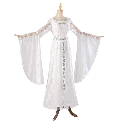 Free Shipping For_he Lord of the Rings Movie Galadriel Women White Dress Party Carnival Halloween Cosplay Costume