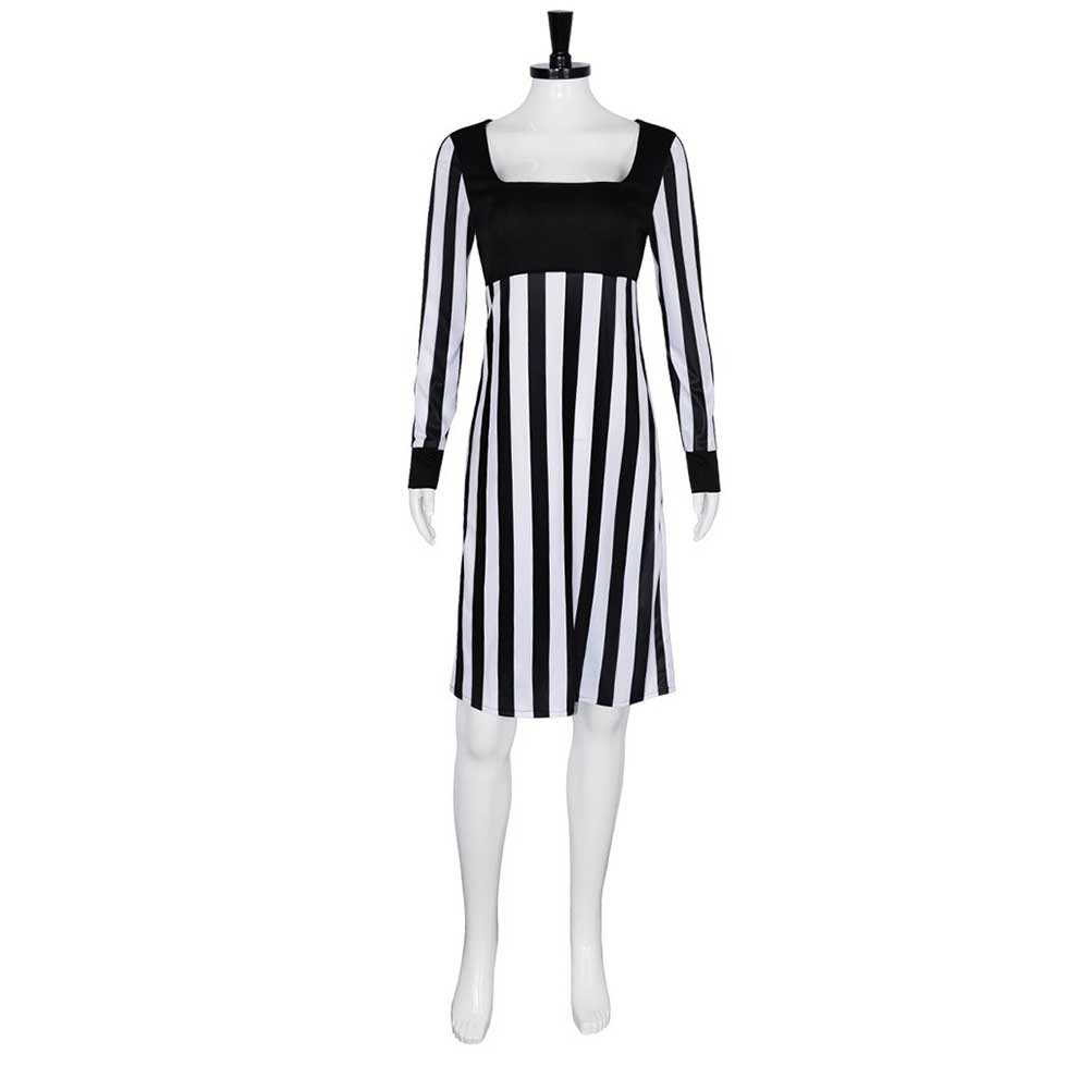 Free Shipping For_he Mask Movie Tina Carlyle Women Black Striped Dress Party Carnival Halloween Cosplay Costume