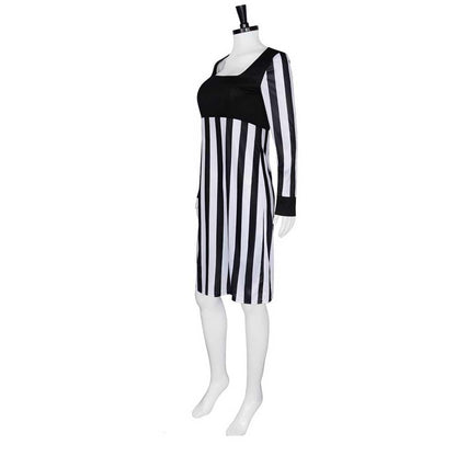 Free Shipping For_he Mask Movie Tina Carlyle Women Black Striped Dress Party Carnival Halloween Cosplay Costume